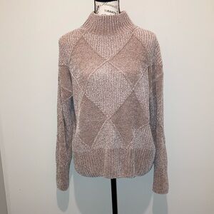 Cozy Beige Chenille Turtleneck Sweater